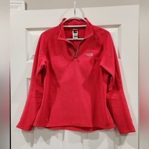 The North Face 1/4 Zip Pullover Jacket Hot Pink Fleece Womens Size M Slim Fit